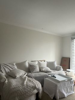 White couch with ottoman