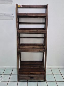 Rustic Ladder Shelf Bookcase with Storage Drawer