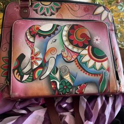 Anushka Hand Painted Leather Cross Body Purse
