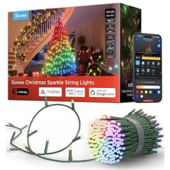 Govee Christmas Sparkle String Lights 66ft, RGBWIC String Lights with 250 Bullet-Head LEDs