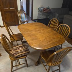 Hardwood Dining Table Set With Chairs And Extension