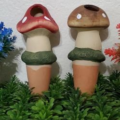 Red and Brown polka dot mushroom stakes