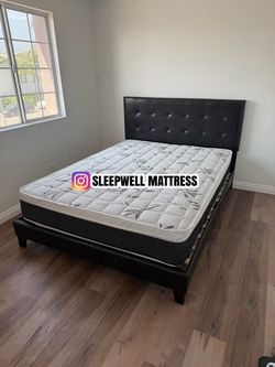 New Queen bed frame with mattress