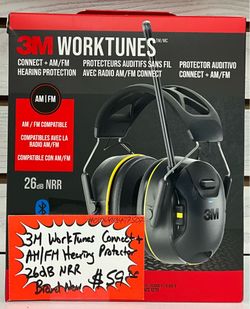 3M WorkTunes Connect+ AM/ FM Hearing Protector 26dB NRR Brand New