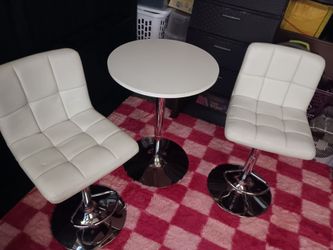 White Round Bistro Table and 2 Chairs Set