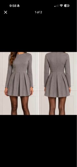 Gray Long Sleeve Mini Dress