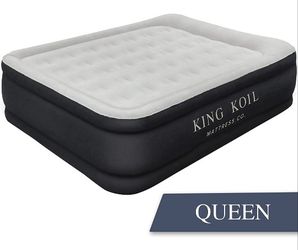 King Koil Luxury Air Mattress Queen with Built-in Pump for Home, Camping & Guests - 20” Queen Size Inflatable Airbed Luxury Double High Adjustable Blo
