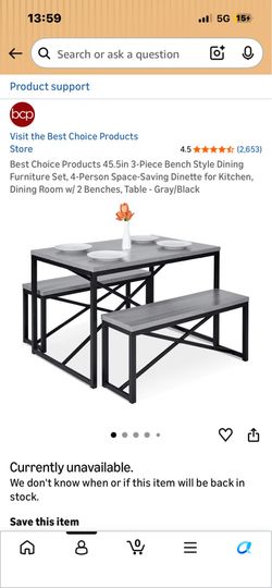 Dining room table with bench chairs