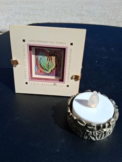 Valentines Love Art & Tealight Holder 