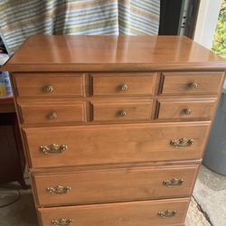 Vintage Beautiful  Solid Maple Four Drawer Dresser.  