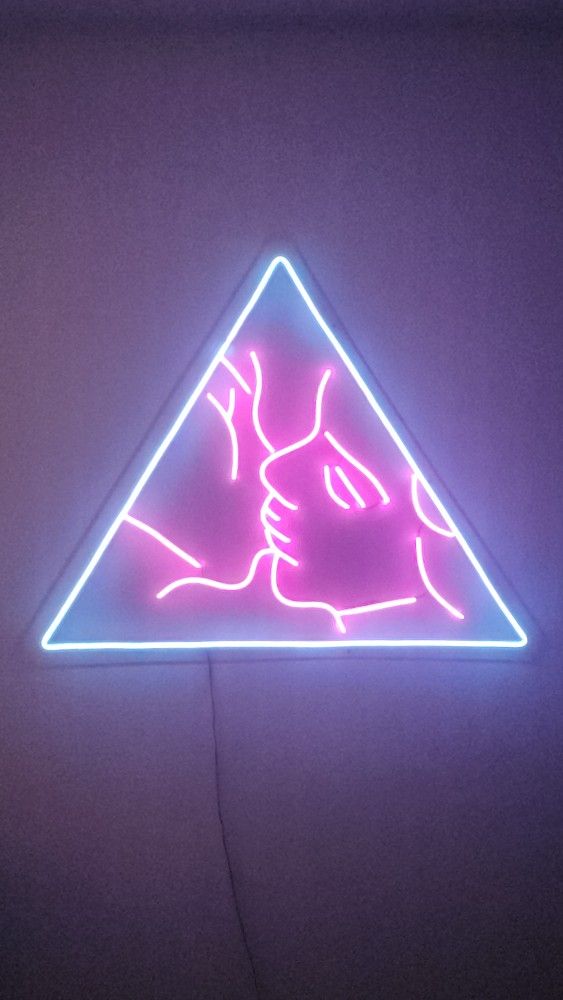 Couples Kissing Pink And Blue Neon Sign 32 In Wide