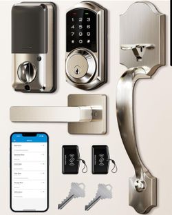 Smart Door Lock with Handle Keyless Entry Deadbolt Touchscreen Keypad App Control Satin Nickel
