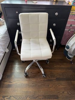 White Faux Leather Office Chair with Chrome Base