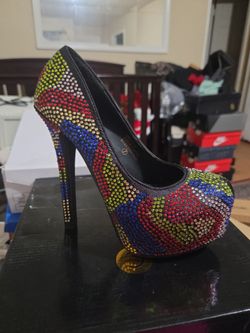 Multicolor Rhinestone Platform High Heel Pump