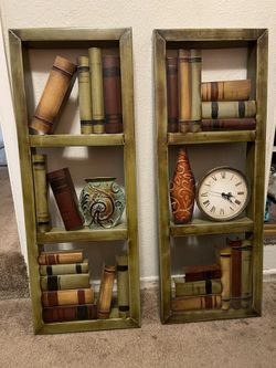 Vintage-Style 3D Bookshelf Wall Decor