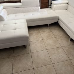 White Leather Sofa 