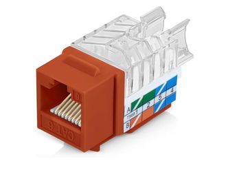 Keystone Jacks 100-Pack in Orange , 45° Angled RJ45 Cat6 , Slim Profile Female RJ45 Connectors - Cat 6 Keystone Jack - Compatible with 45° Angled Spee