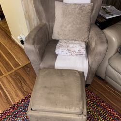  Beige Chair & Ottoman