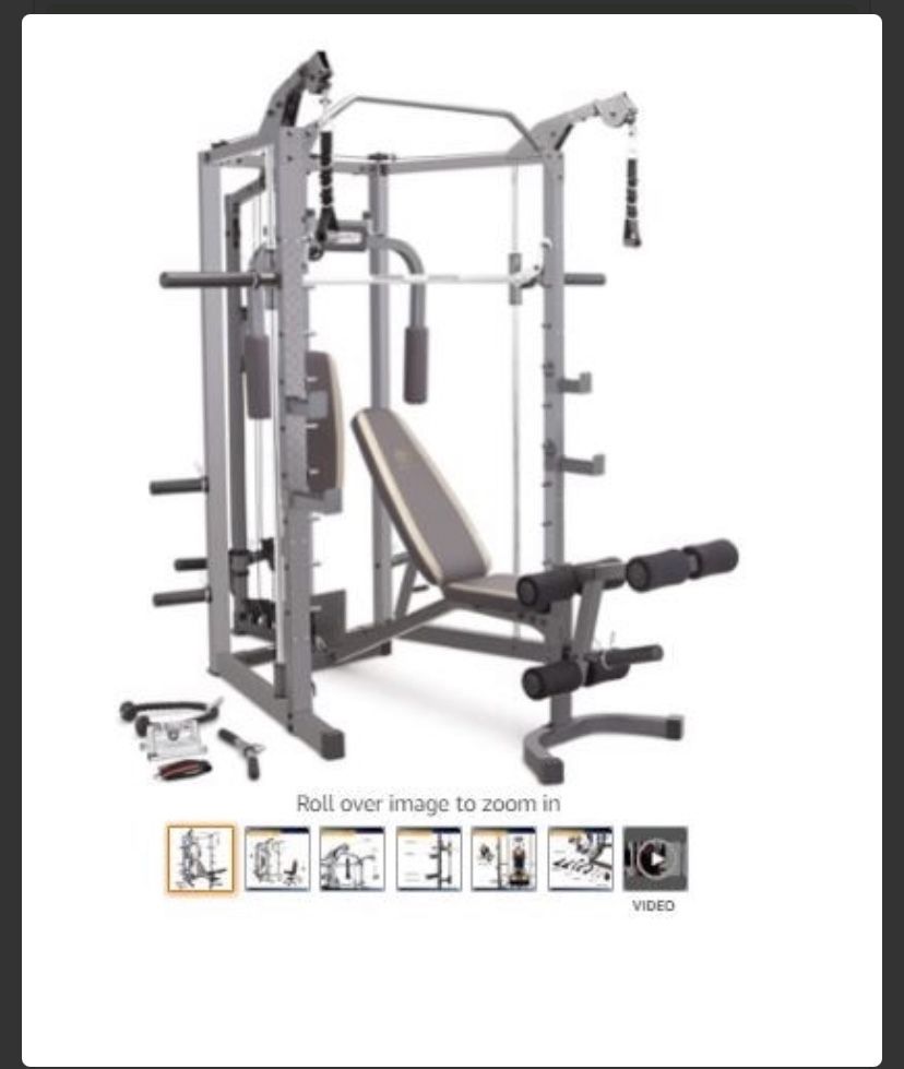 MARCY SMITH CAGE MACHINE WITH WORKOUT BENCH AND WEIGHT BAR HOME GYM EQUIPMENT SM-4008 New in Box