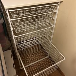 Storables 4 Drawer Metal Basket Storage Unit, White, 3.5 Feet High