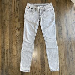 Robins Jeans Womens Low Rise Denim Skinny Light Gray Zip Fly Button Size 27