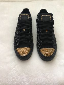 custom bling and pearls converse