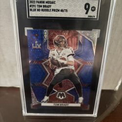 2022 Mosaic Tom Brady No Huddle Blue /75 SGC 9