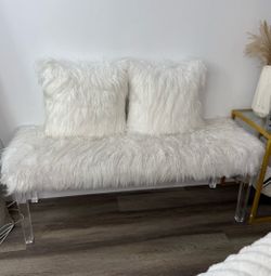 White Bench Faux Fur