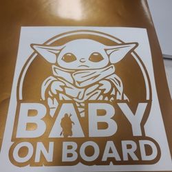 Yoda Baby On Board Vinyl Sticker 6"x6"
