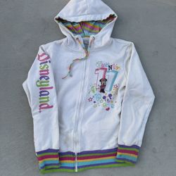 Disney 2011 white zip up hoodie women size medium