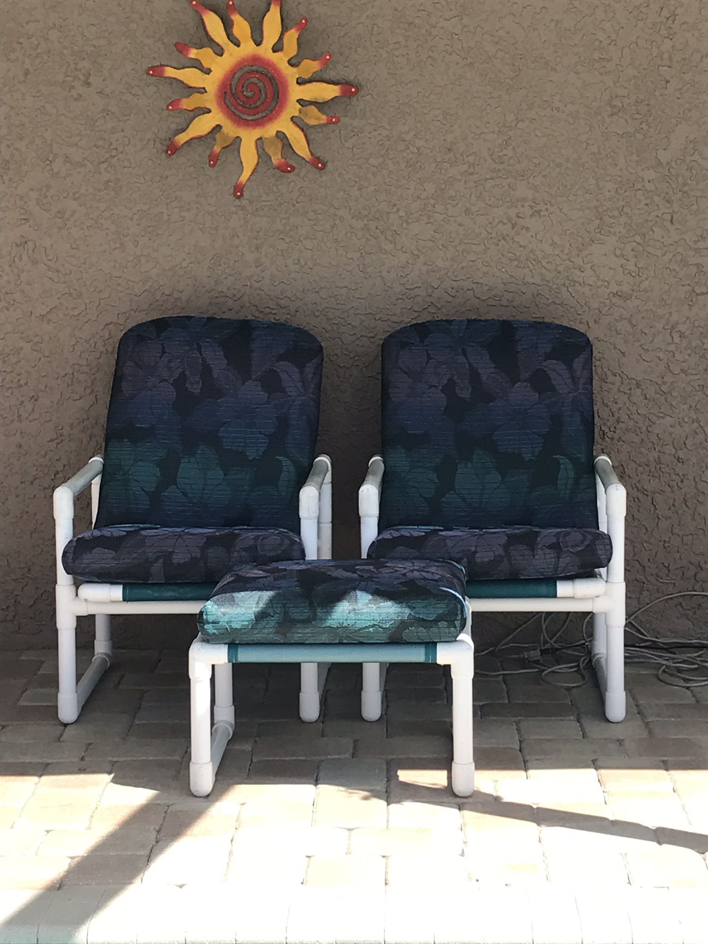 Lightweight PVC Patio Chairs and Ottoman