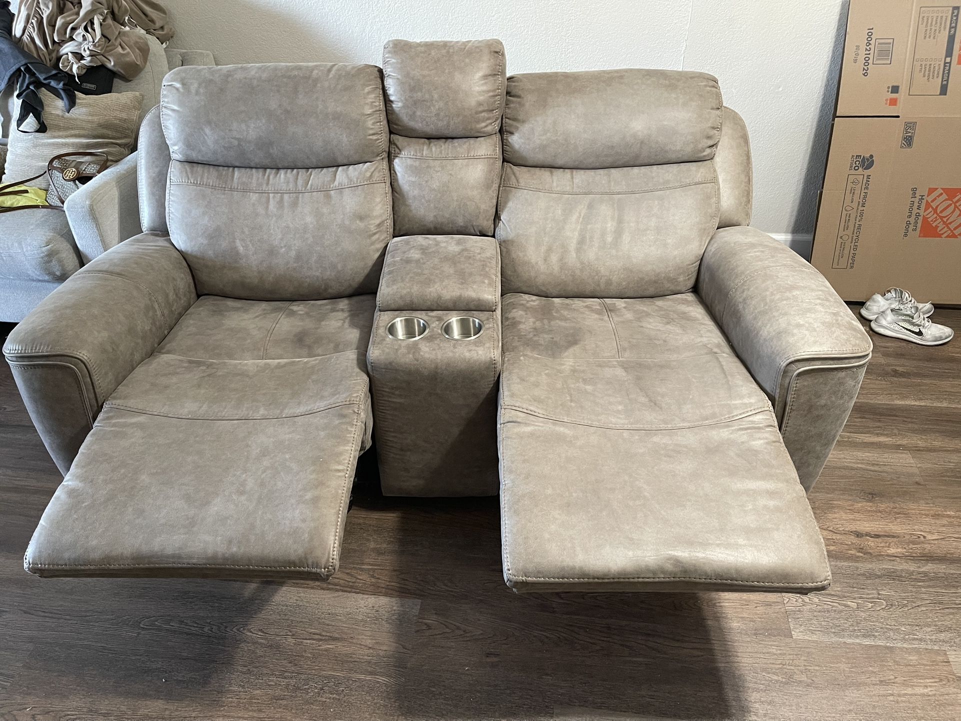 Love Seat Recliner In Good Working Condition With Few Stains