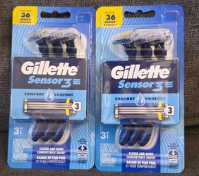 (2) Gillette Sensor3 Comfort Mens Disposable Razors, 3 Count