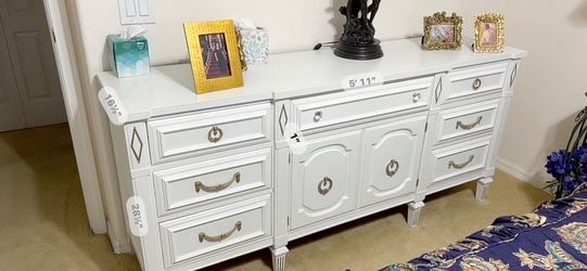 White Dresser with Gold Hardware