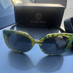 Versace Women's Palm Print and Grey Sunglasses