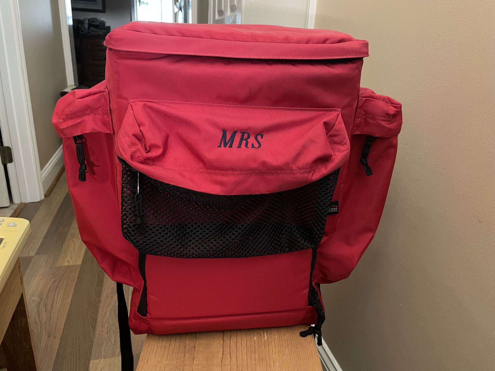 LL Bean Insulated Cooler Backpack MRS Monogram Multi-Pocket Hiking