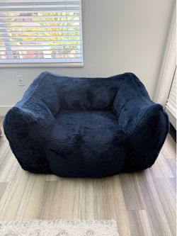 Comfy Large Navy Blue, Faux Rabbit Fur Bean Bag Chair