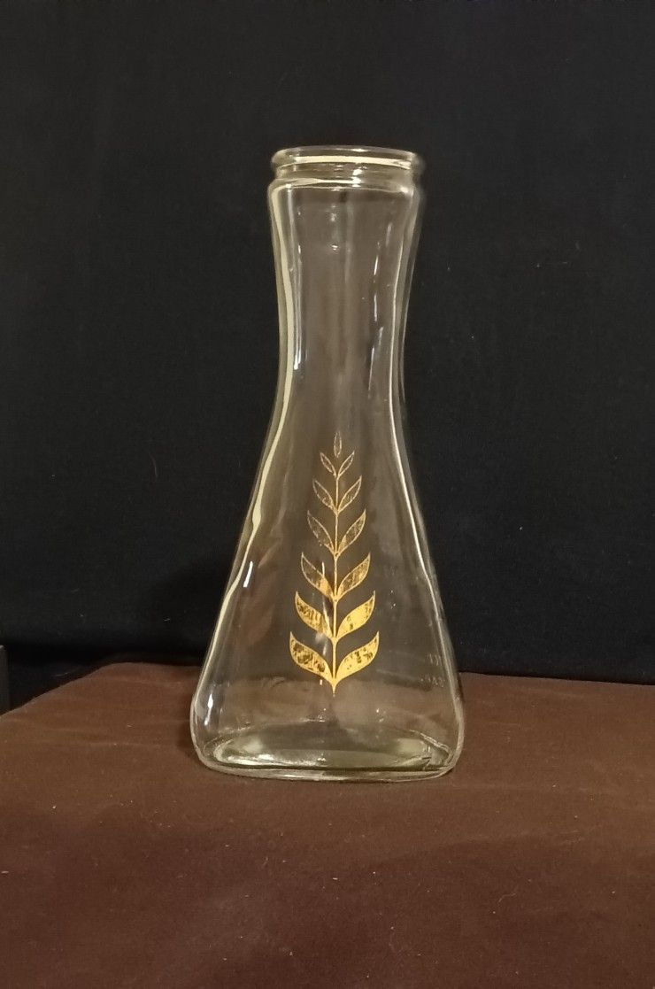 Vintage Oil Vinegar Cruet Good Seasons Gold Leaf Clear Glass Bottle