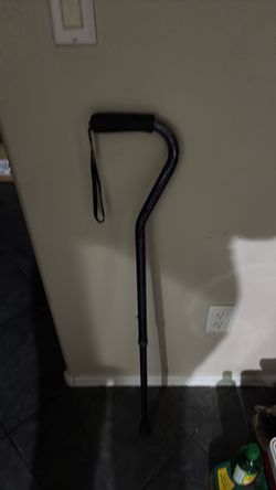 Black Adjustable Walking Cane with Wrist Strap