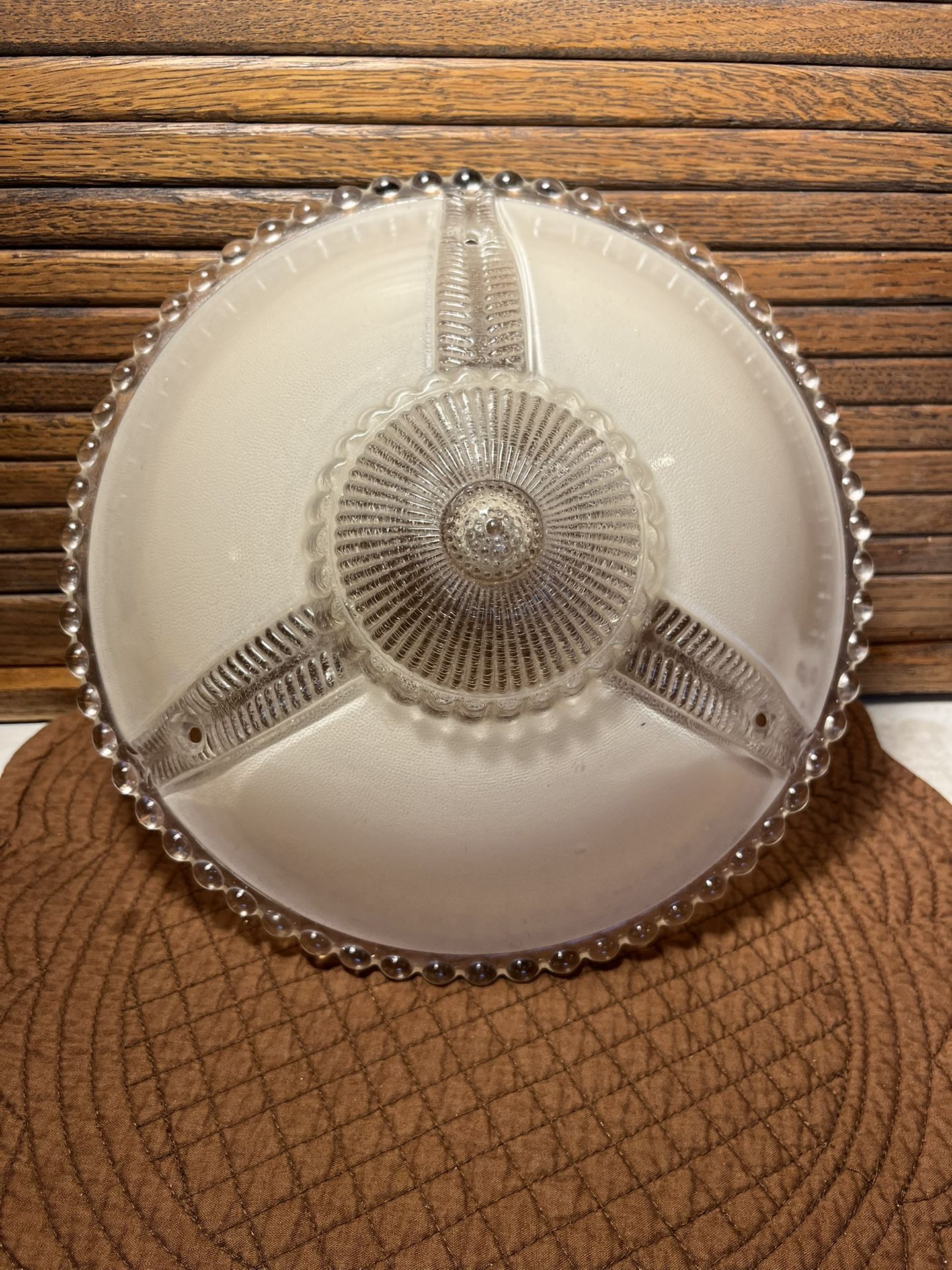 Vintage Glass Shade For (3 Chain Hung) Ceiling Light Fixture