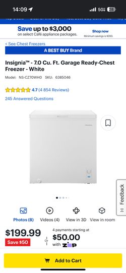   Insignia™ - 7.0 Cu. Ft. Garage Ready-Chest Freezer - White