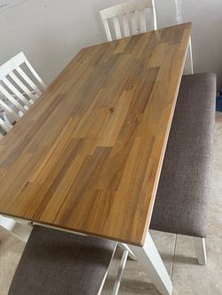 Dining table 4 chairs and bench seat 5 ft by 3 ft