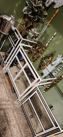 3pcs Mirrored Cabinet, Mirrored Nightstand, Mirrored Dresser