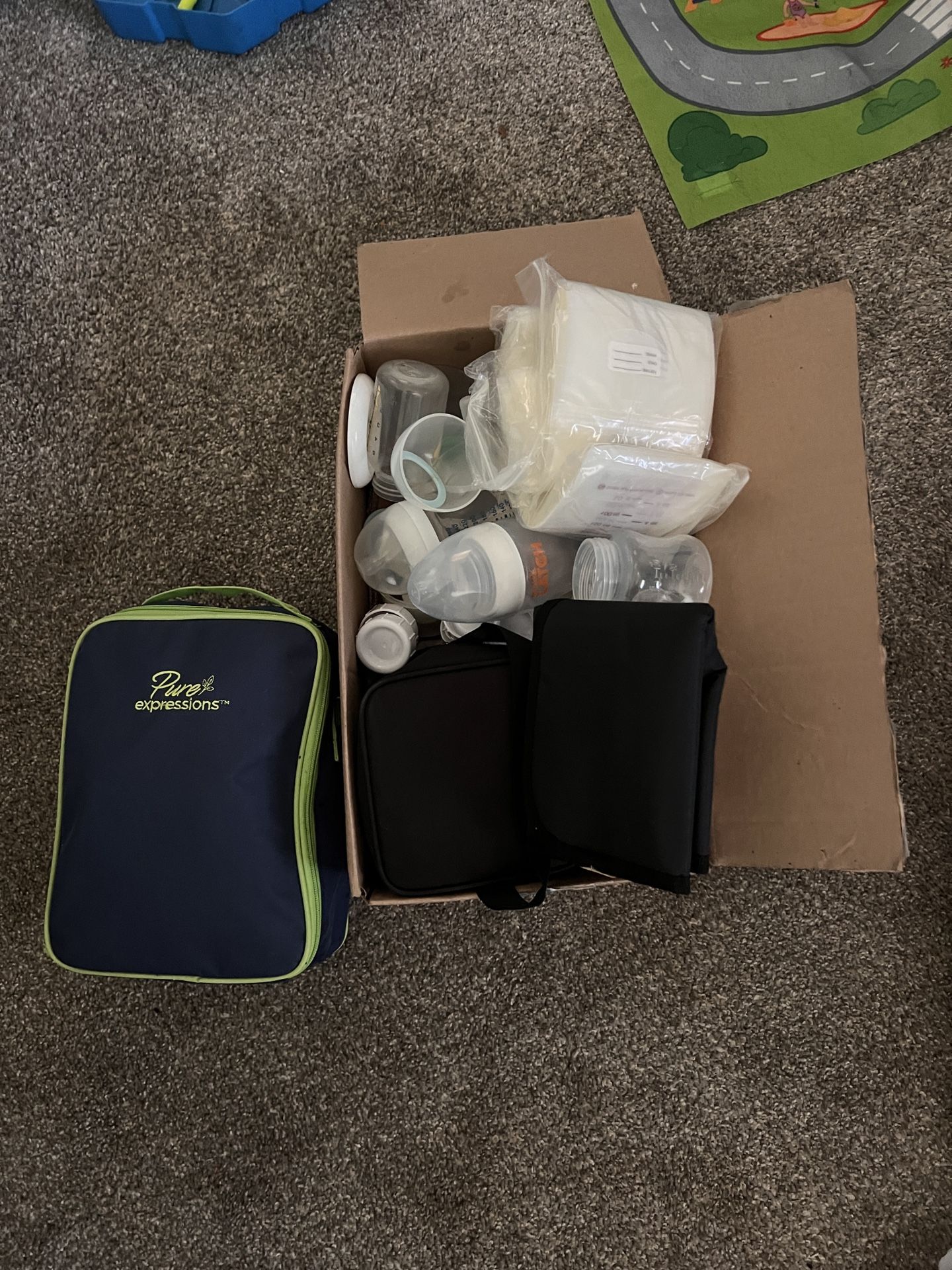 Breast Pump, Bottles, Breast Milk Storage Bags, Changing Pad