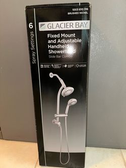 Glacier Bay Fixed Mount and Adjustable Handheld Showerhead Slide Bar Combo (Brushed Nickel)
