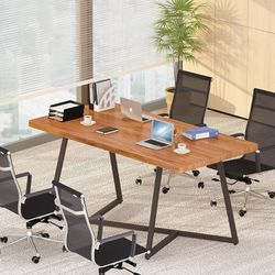K349 $120 6FT Conference Table, 70.8L x 35.4W x 30.7H Inches Office Tables, Large Rectangular Meeting Table, Modern Seminar Tables for Meeting Confer