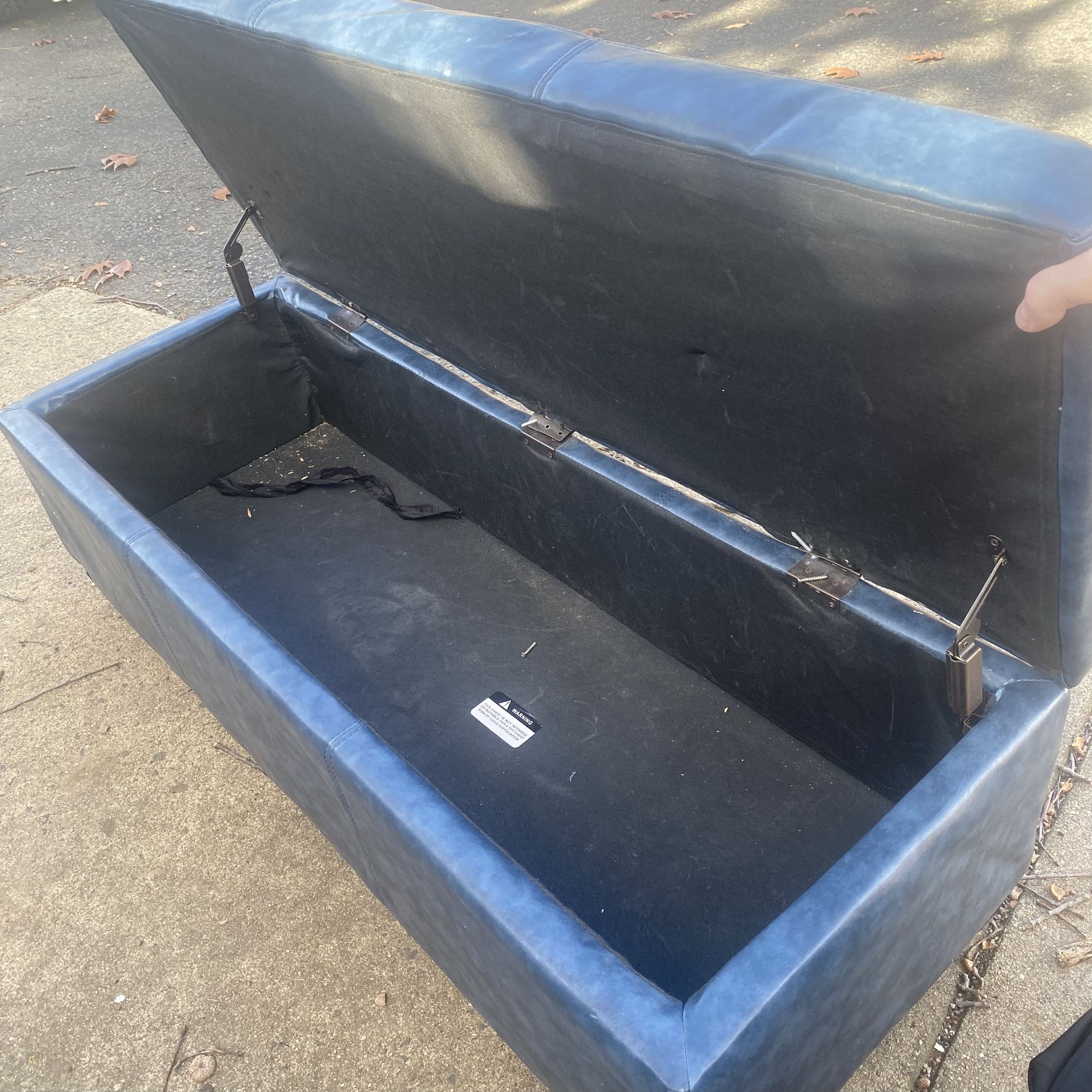 FREE! Blue Faux Leather Ottoman Storage Bench.