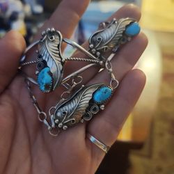Slave Bracelet Sterling Silver Turquoise Cuff Bracelet 