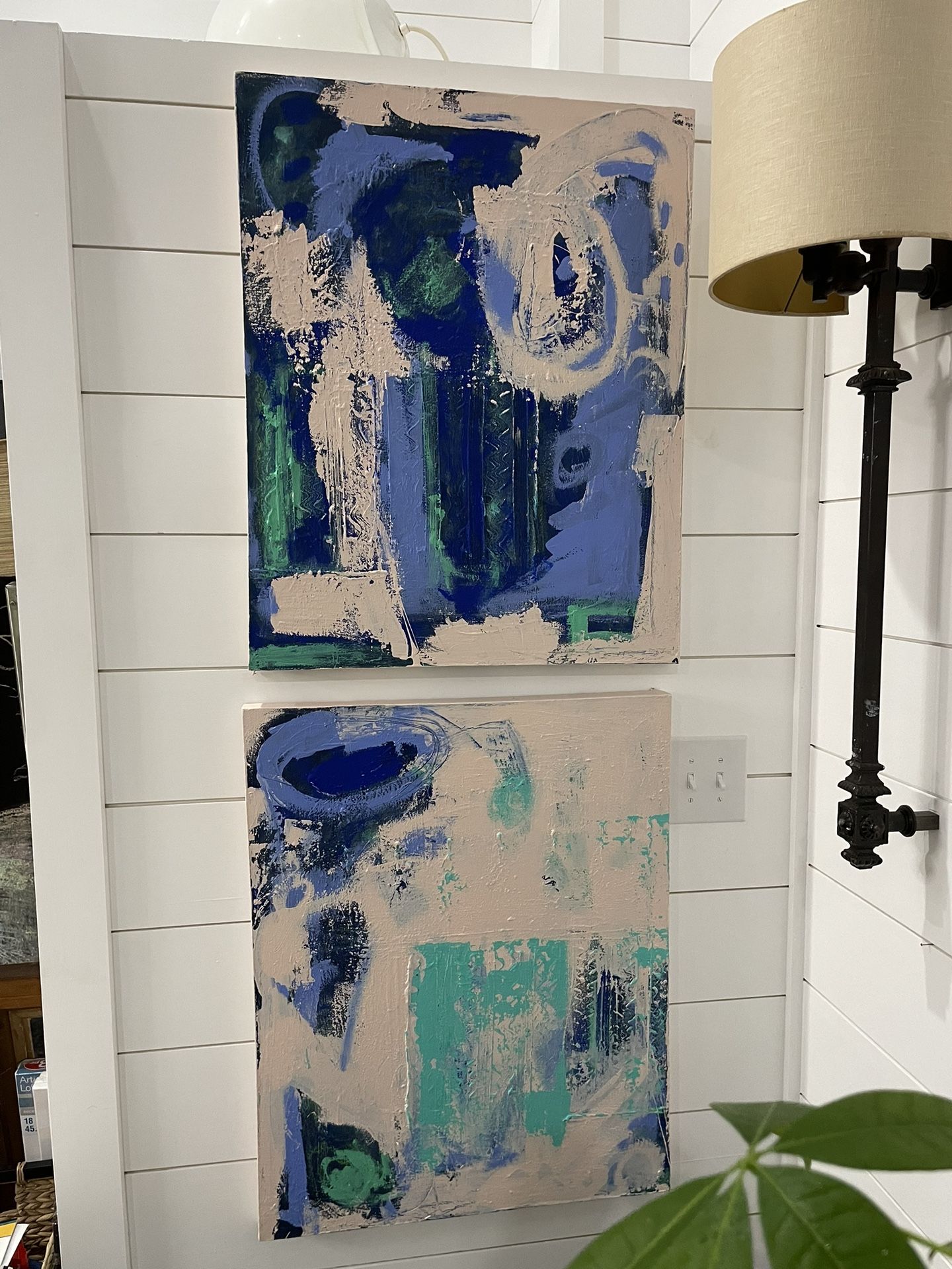 Gorgeous Acrylic Artwork on Two Matching Canvas Signed by Local Artist