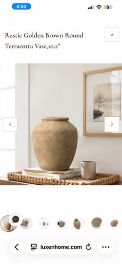 Rustic Golden Brown Round Terracotta Vase,10.2'' 246 $30